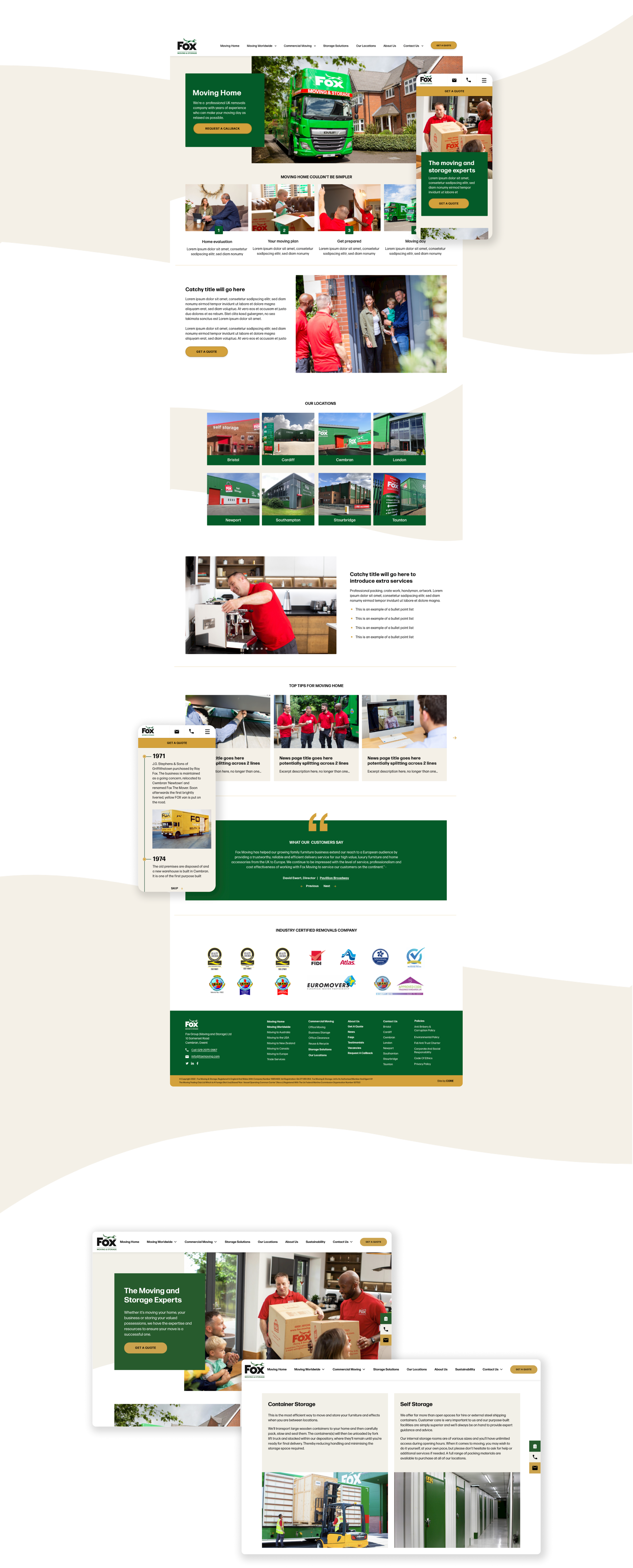 Site mockups for Fox Moving