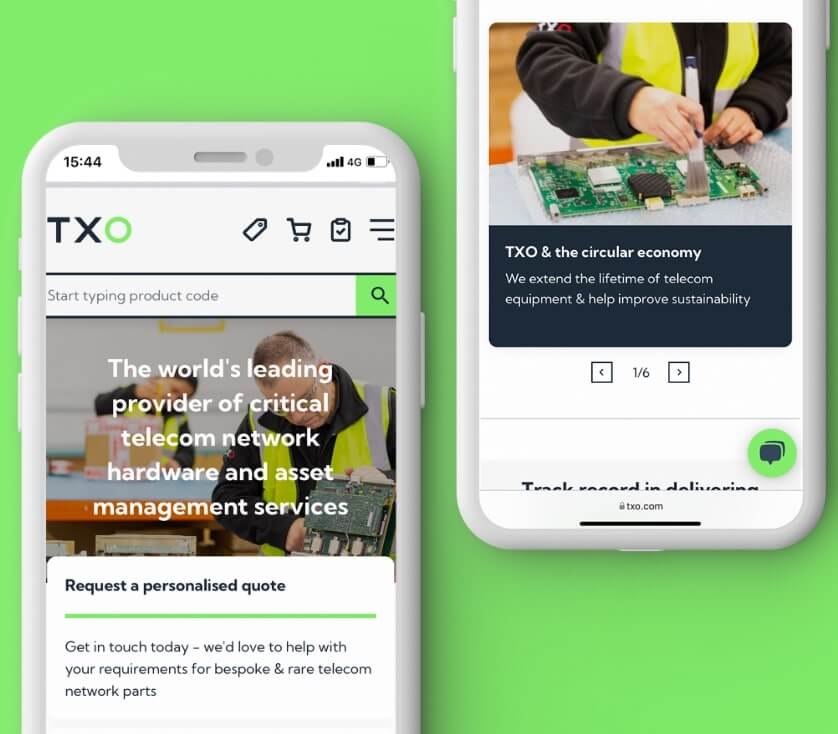 TXO mobile mockups