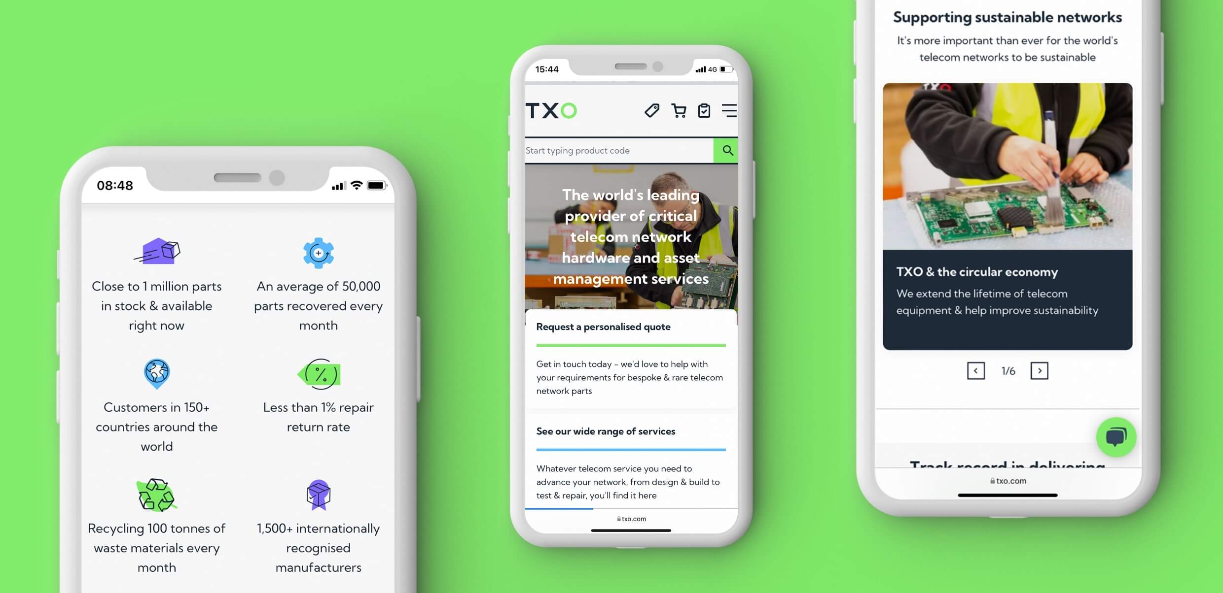 TXO mobile mockups